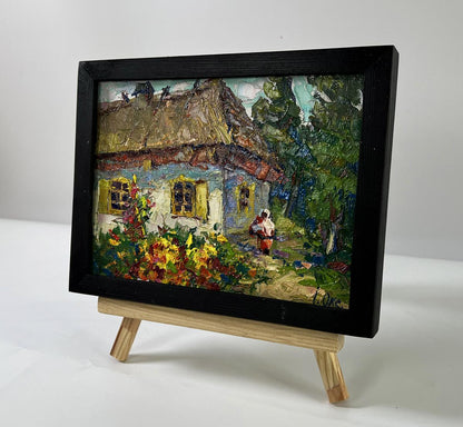 Oil painting Flower garden by Oksana Ivanyuk on wooden easel