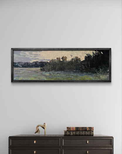 Oil painting Quiet Evening by Volodymyr Pashchenko in dark textured frame