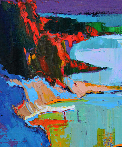 Oil painting Evening seashore by Natalia Korf-Ivaniuk with vibrant bold strokes