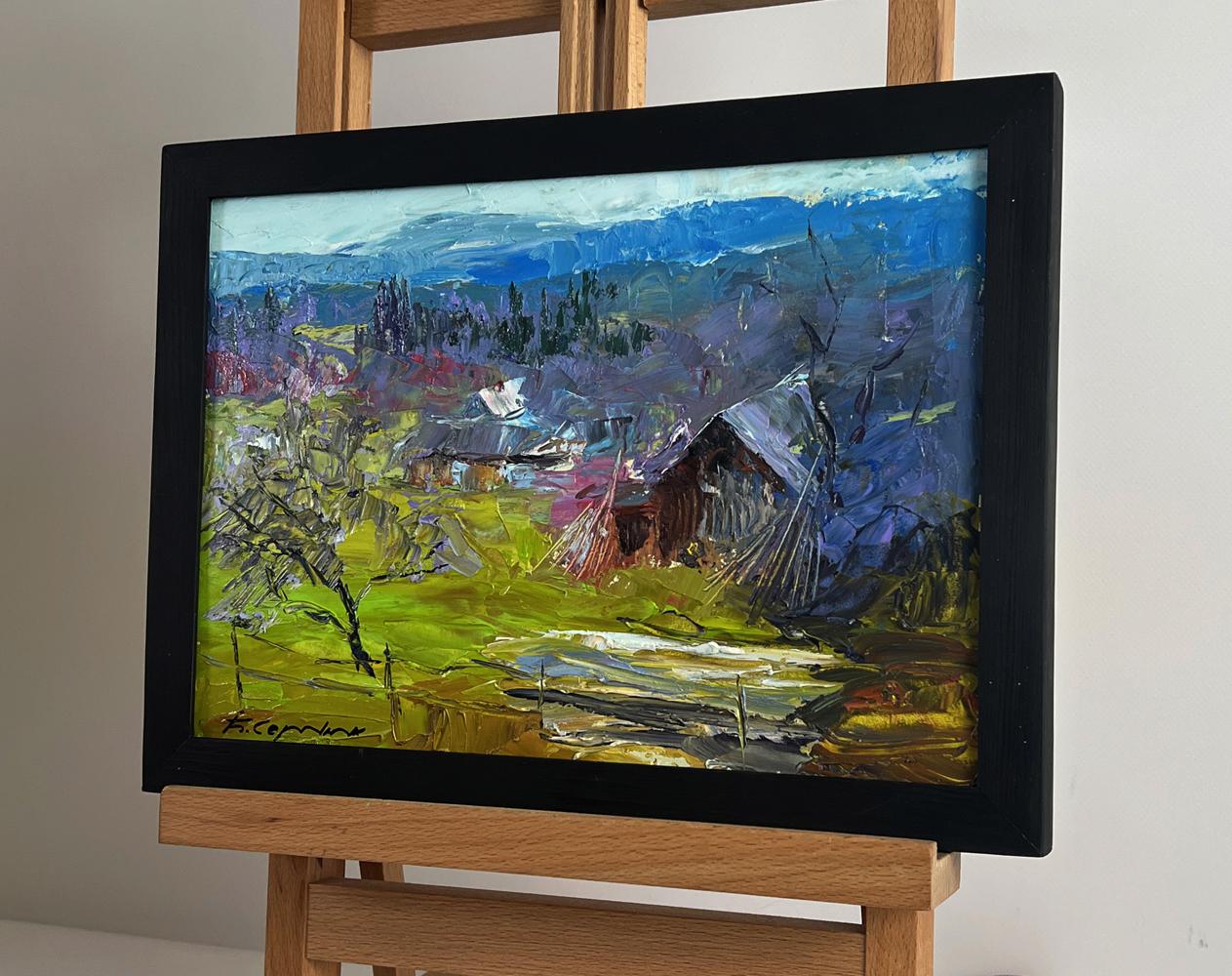 Oil painting Village in the mountains by Boris Serdyuk rustic scene