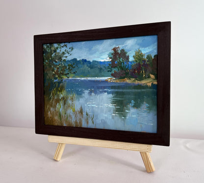 Oil painting By the Evening in Nature by Yuriy Suprunchuk on easel
