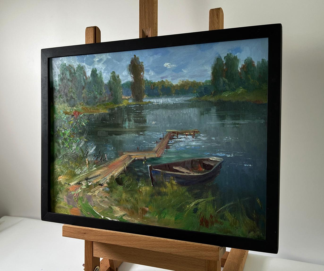Framed Oil Painting The Winding River by Yuriy Suprunchuk lakeside scene