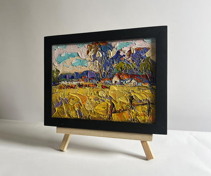 Oil painting Hot sunny day in the village by Oleksiy Ivanyuk, vibrant impasto landscape