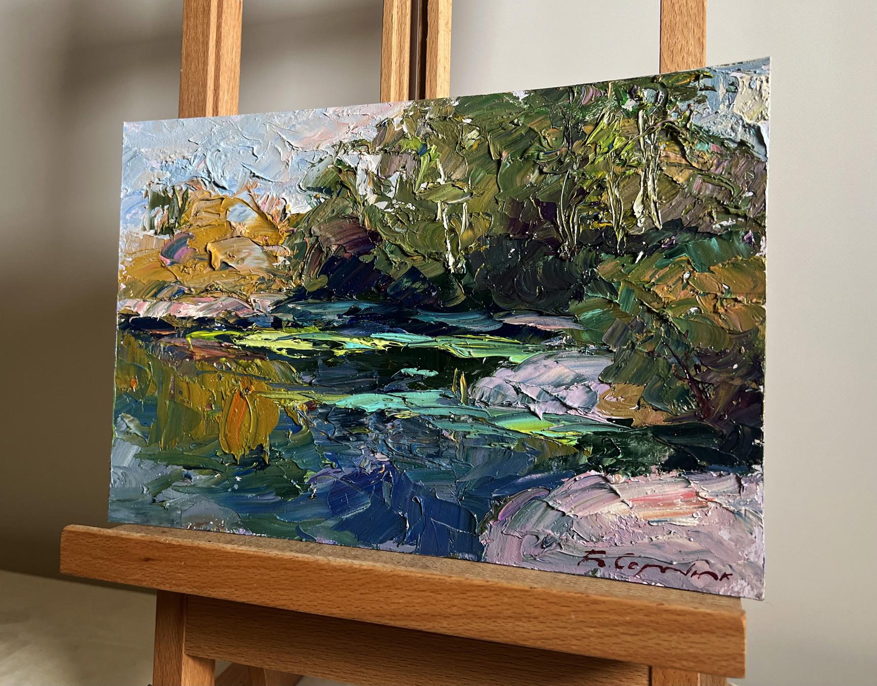 Vibrant impressionist oil painting Relaxation on the lake by Boris Serdyuk