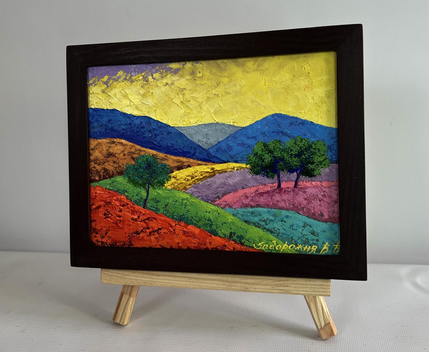 Oil painting Romantic evening in the mountains by V. Zadorozhnya framed