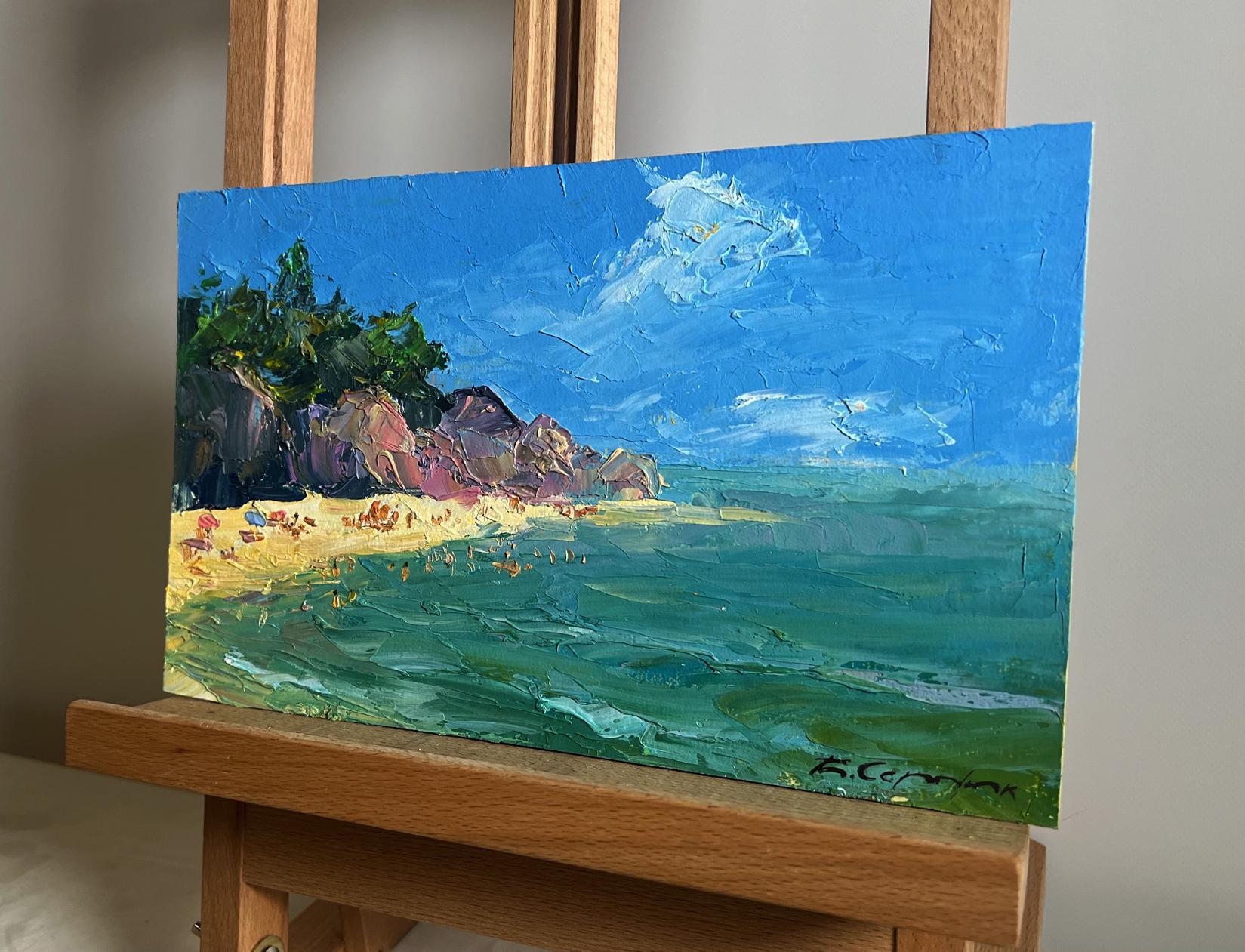 Vibrant impressionist oil painting Holidays at sea by Boris Serdyuk beach scene