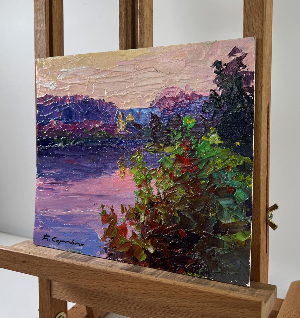 Vibrant impressionist oil painting The Temple by the River by Boris Serdyuk