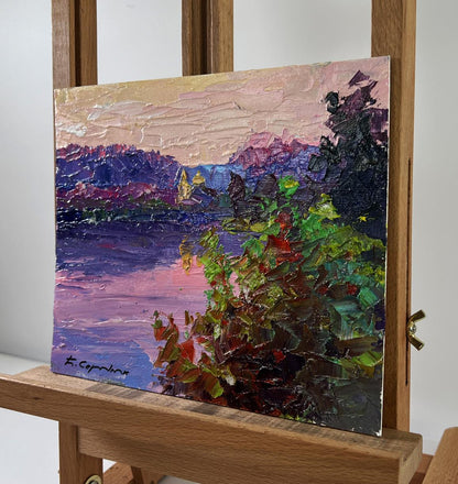 Vibrant impressionist oil painting The Temple by the River by Boris Serdyuk