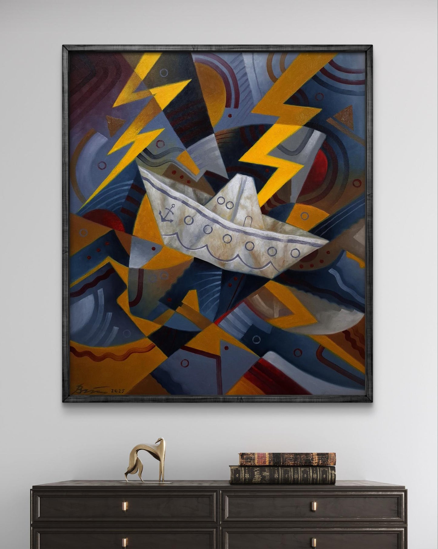 Oil painting The ship was caught in a storm by Sergiy Voichenko