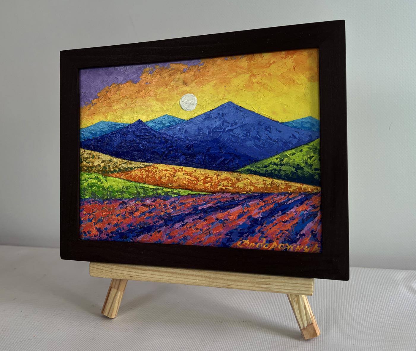 Oil painting Romance in the Mountains V. Zadorozhnya in black frame