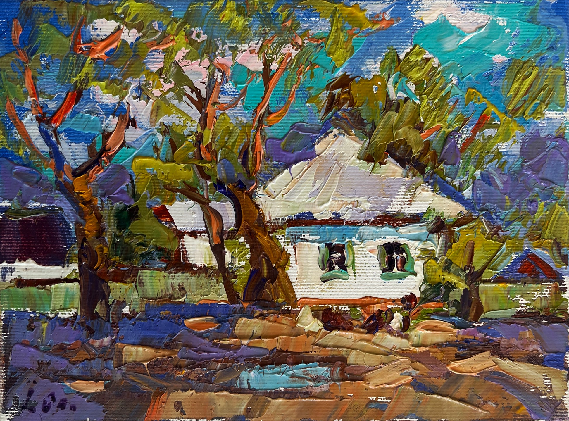 White house with green frames in trees, Oleksiy & Oksana Ivaniuk fine art print