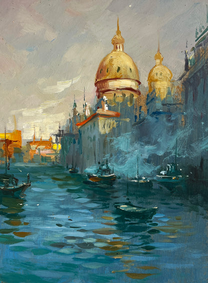Vibrant impressionist cathedral over canal by Yuriy Suprunchuk fine art