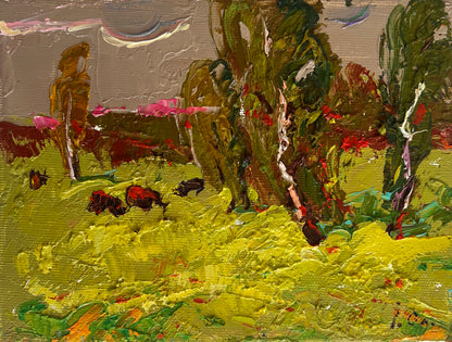 Vibrant impressionist landscape by Oleksiy & Oksana Ivaniuk, thick green brushstrokes