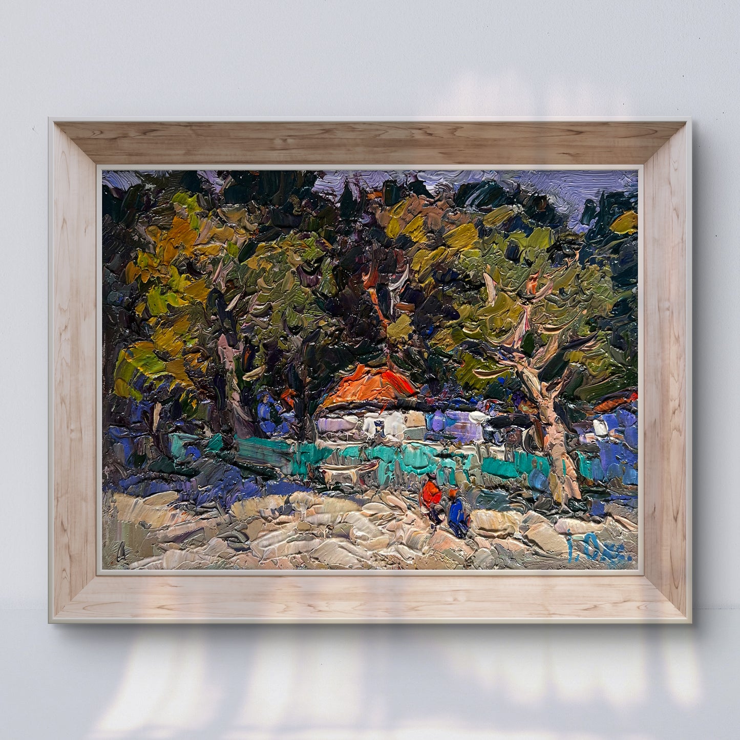 Oil painting Huge garden in the yard by Oksana Ivanyuk vibrant landscape