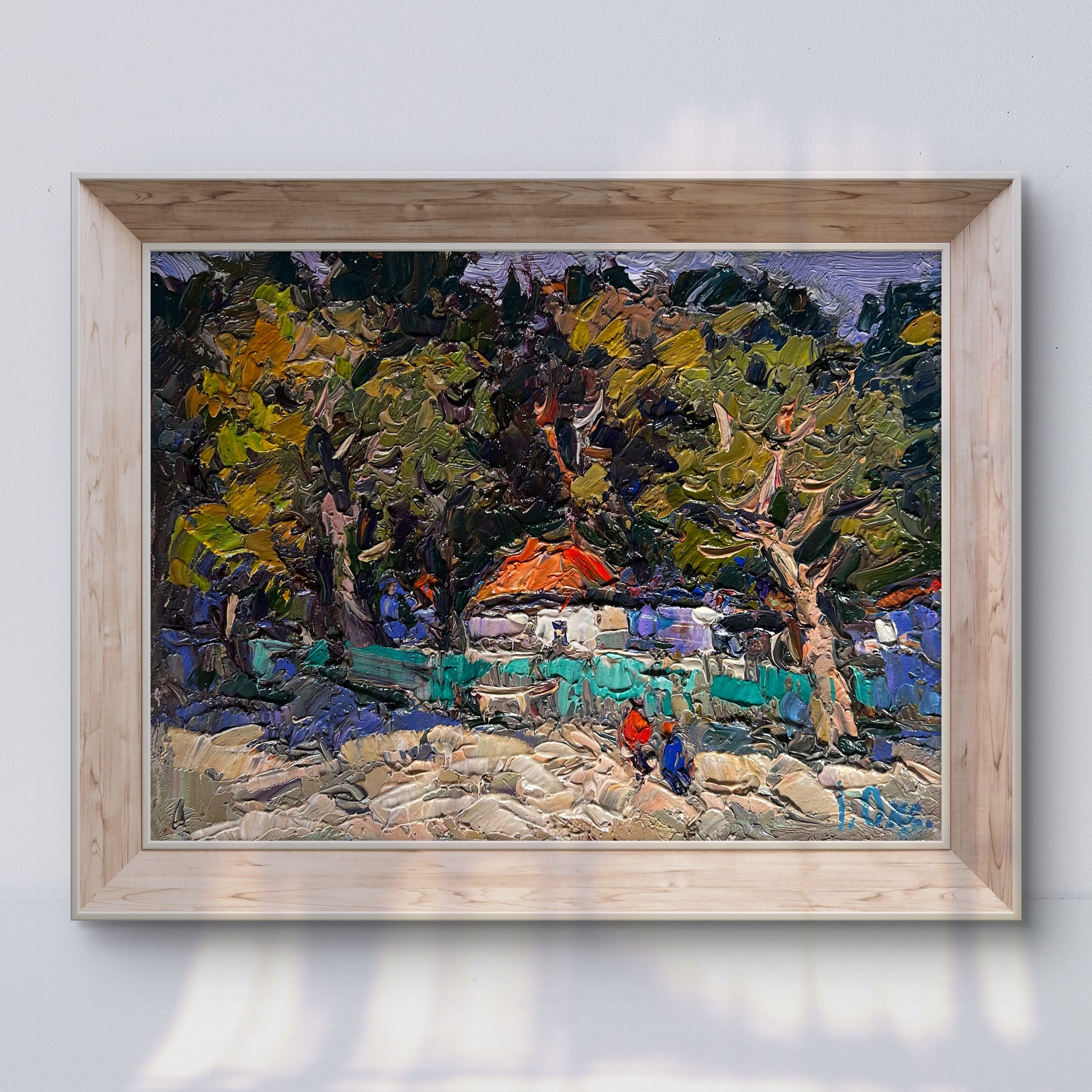 Oil painting Huge garden in the yard by Oksana Ivanyuk vibrant landscape