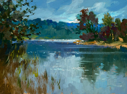 Serene impressionistic lake painting by Yuriy Suprunchuk, wholesale fine art