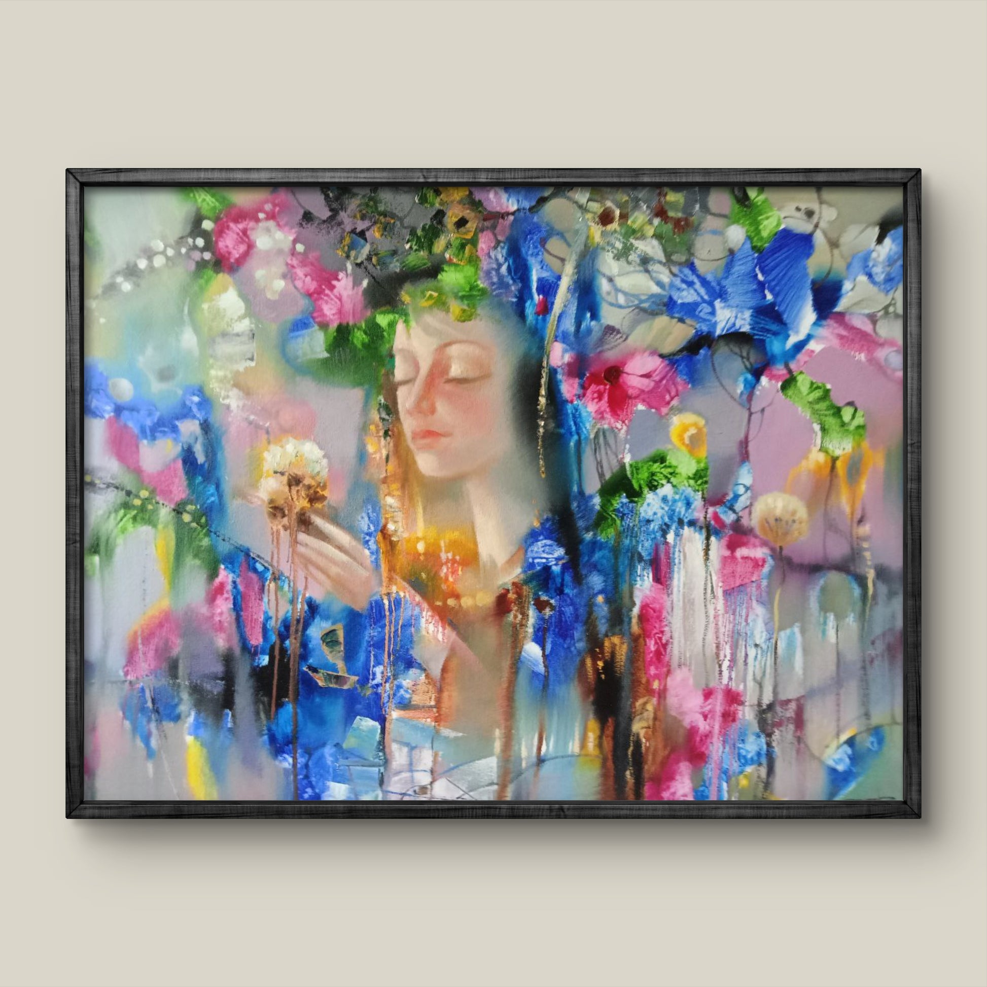 Oil painting Aromas of Spring by Anatoly Borisovich Tarabanov in black frame