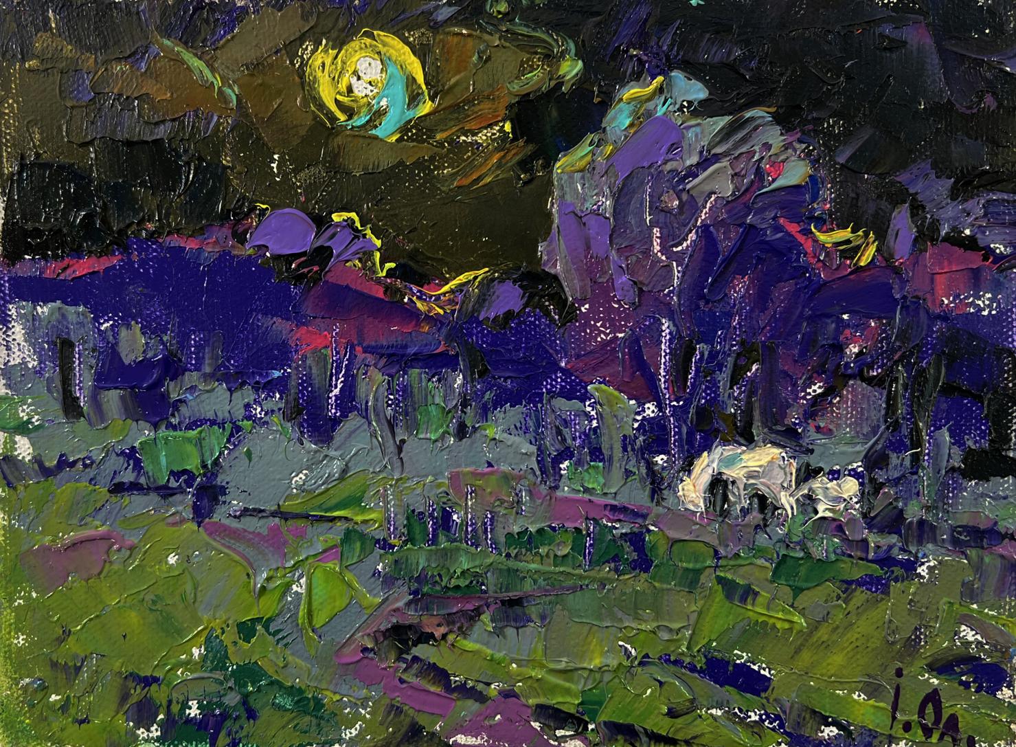 Vibrant impasto oil painting Bright blue night by Oleksiy Ivanyuk