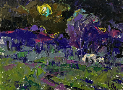 Vibrant impasto oil painting Bright blue night by Oleksiy Ivanyuk