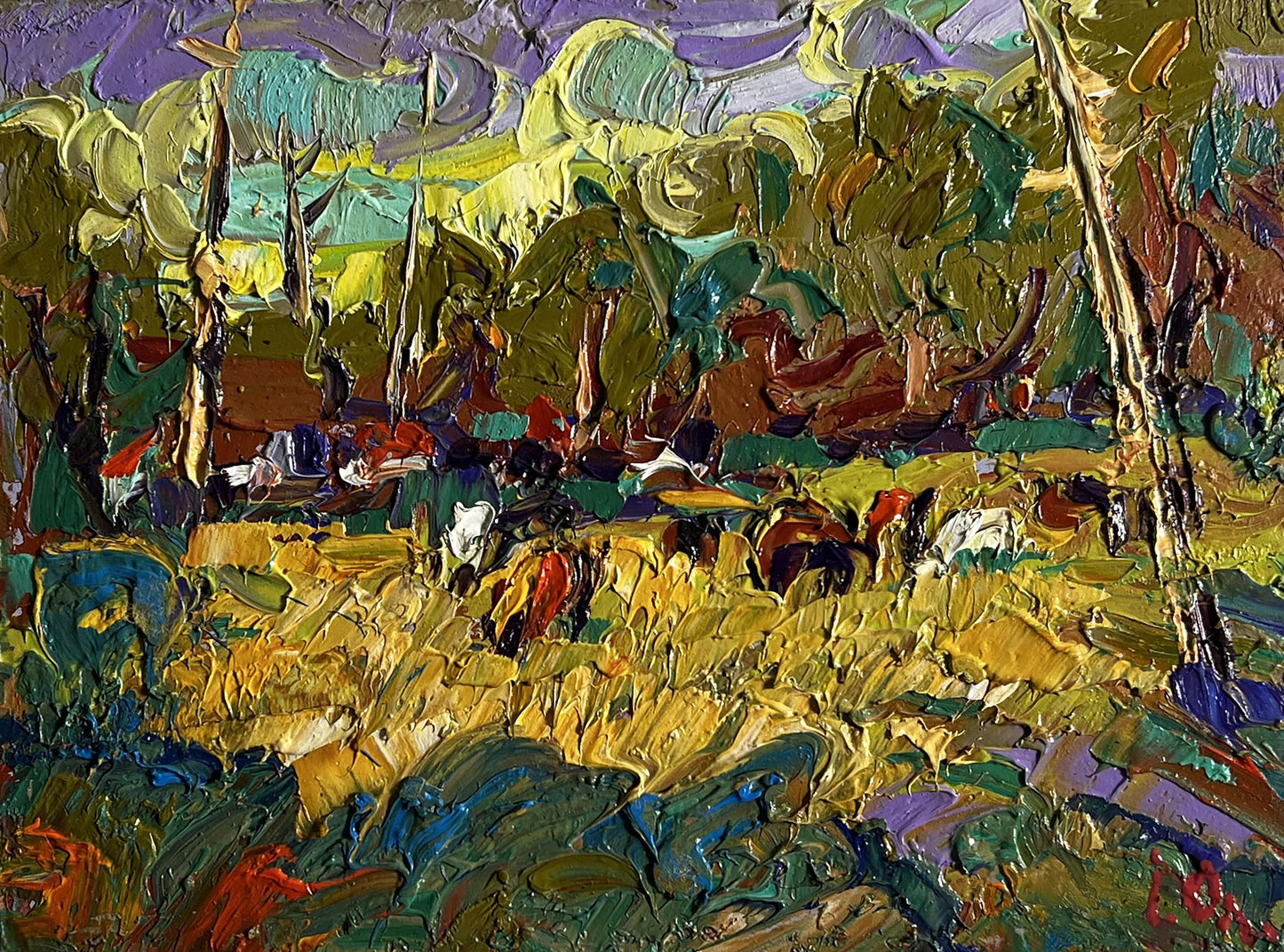 Vibrant impressionist oil painting For a walk in the field by Oleksiy Ivanyuk