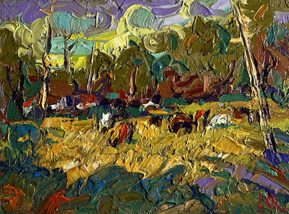 Vibrant impressionist oil painting For a walk in the field by Oleksiy Ivanyuk