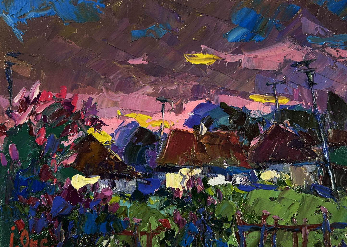 Vibrant impressionist oil painting The beam fades by Oksana Ivanyuk
