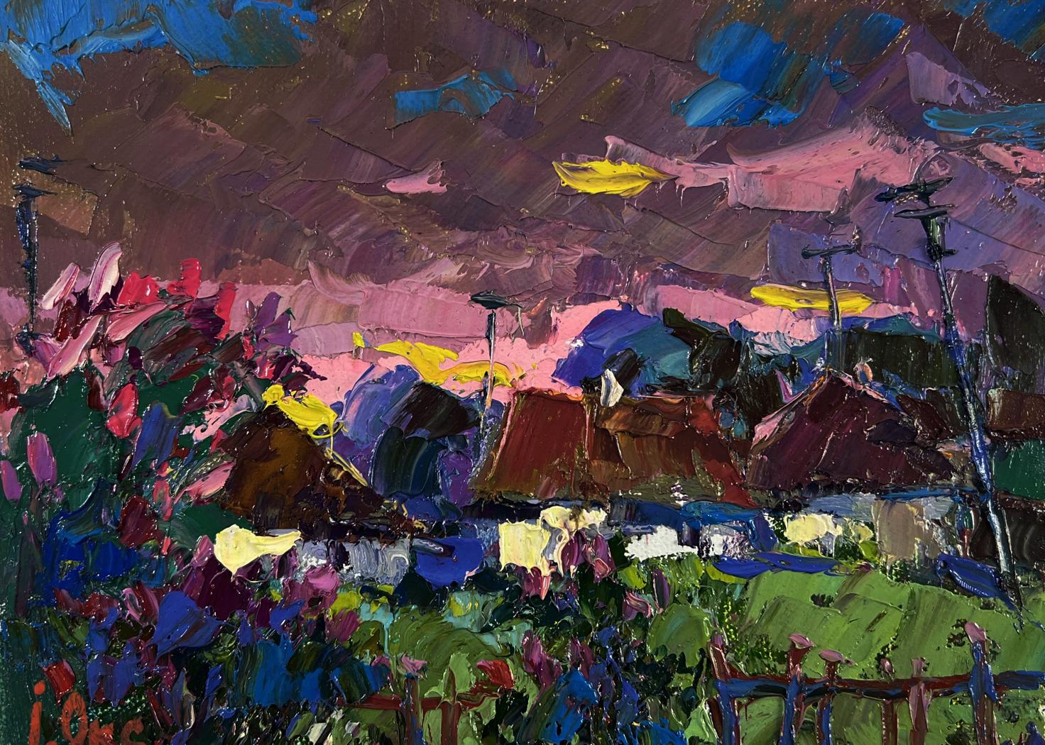 Vibrant impressionist oil painting The beam fades by Oksana Ivanyuk