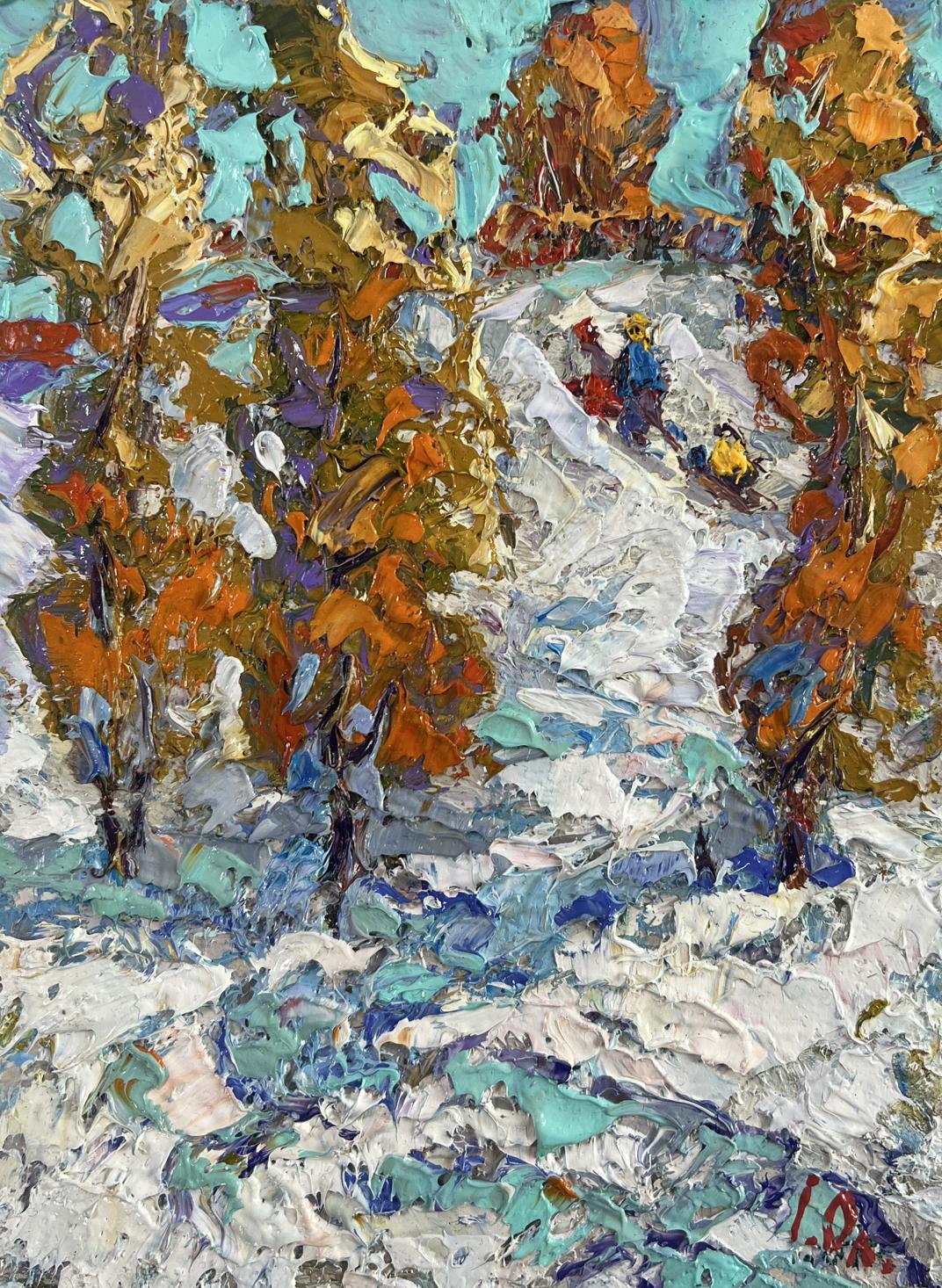 Vibrant impressionist oil painting The first snow fell by Oleksiy Ivanyuk