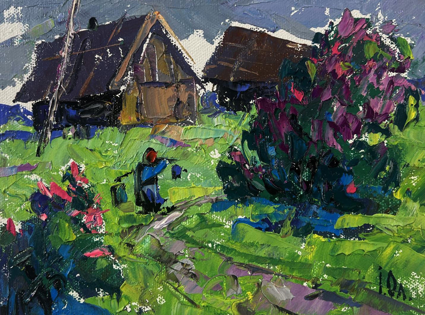 Vibrant impressionist oil painting Cool evening with the smell of grass by Oleksiy Ivanyuk