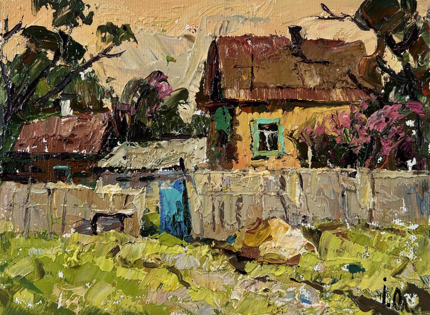Oil painting Light at day’s end by Oleksiy Ivanyuk: rustic yellow house