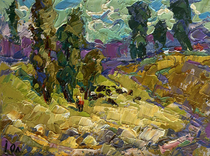 Vibrant impressionist oil painting Walking through the valley by Oleksiy Ivanyuk