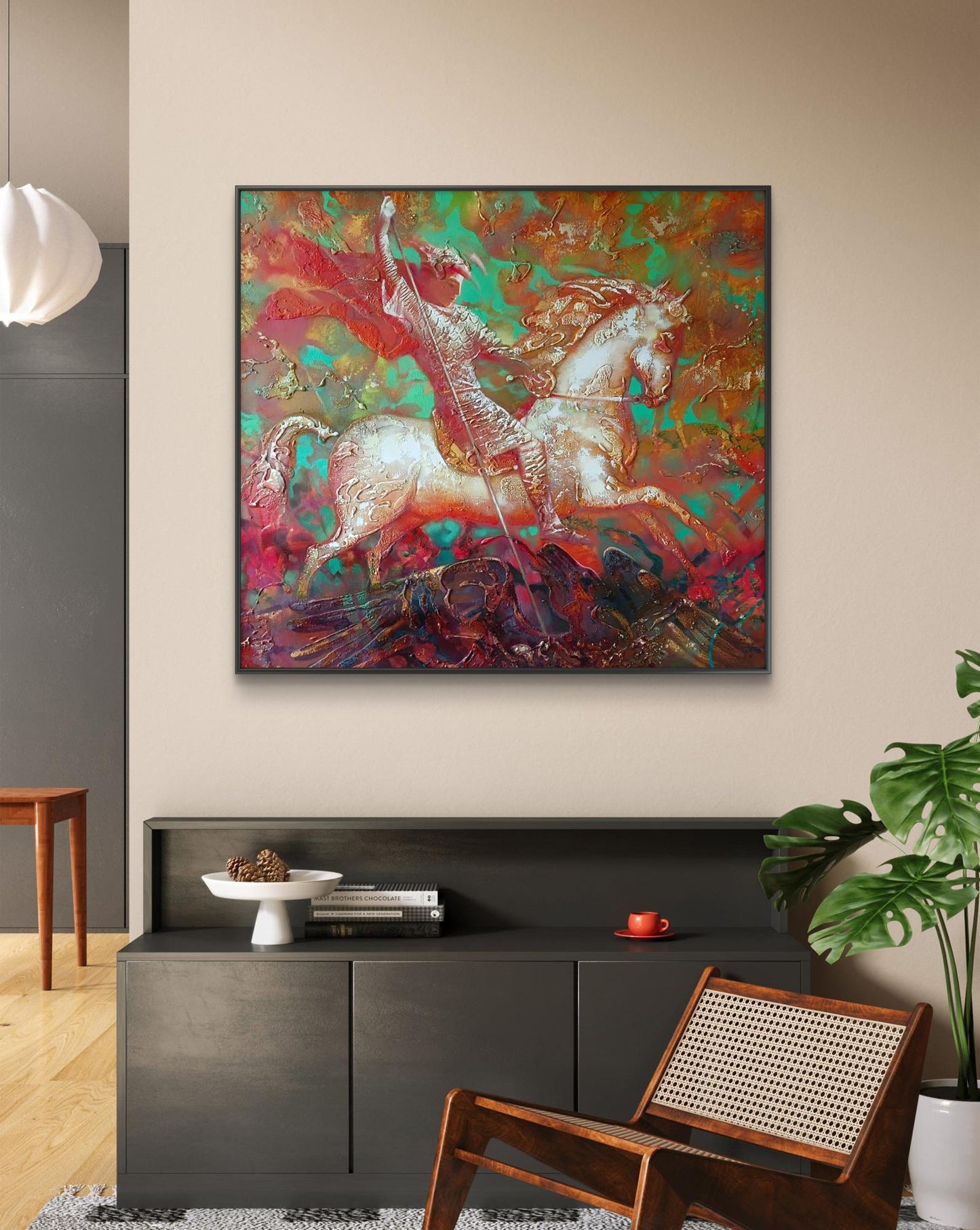 Abstract oil painting Warrior on horseback Anatoly Tarabanov
