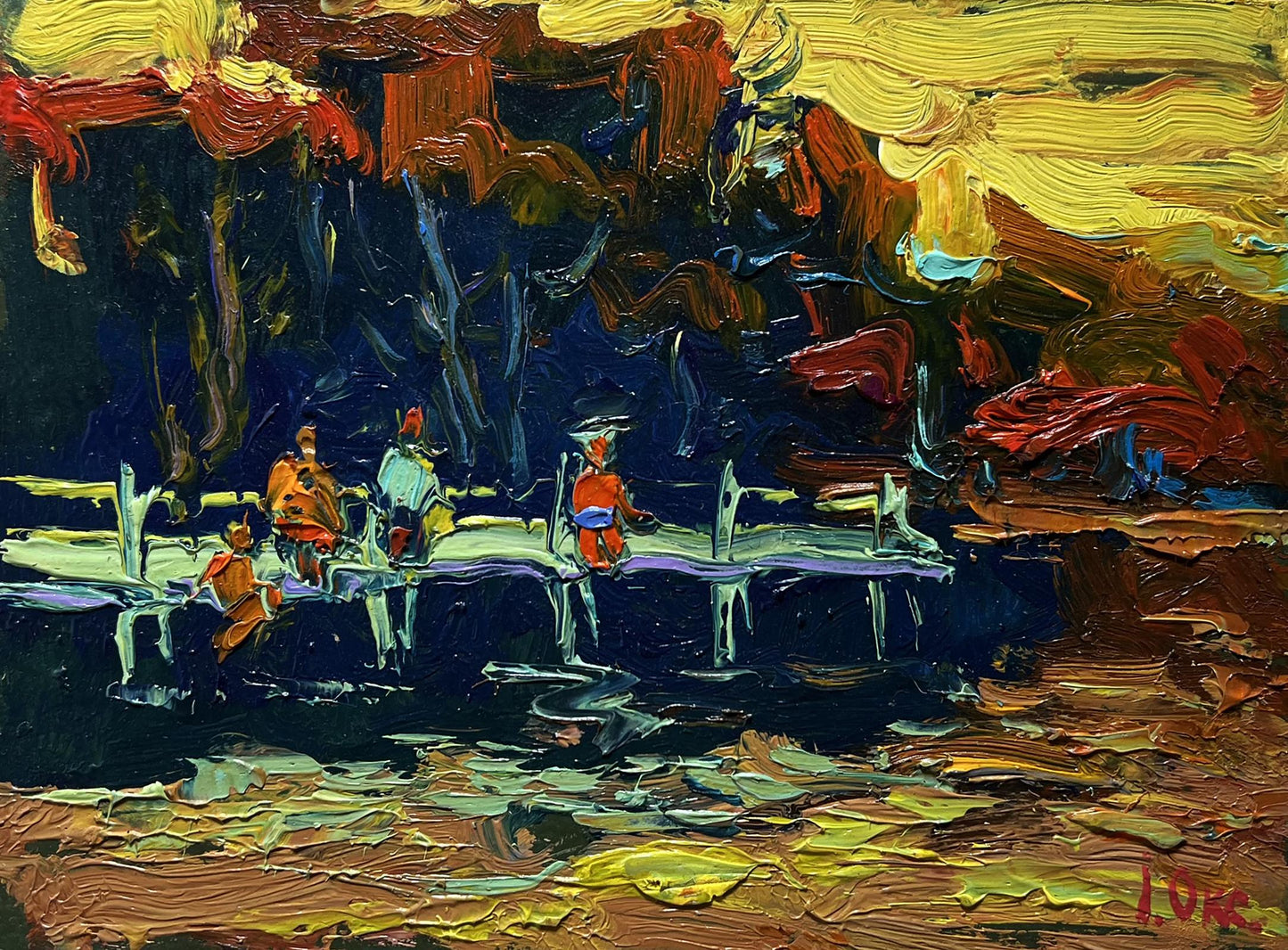 Vibrant impressionist oil painting The last rays of the sun by Oksana Ivanyuk