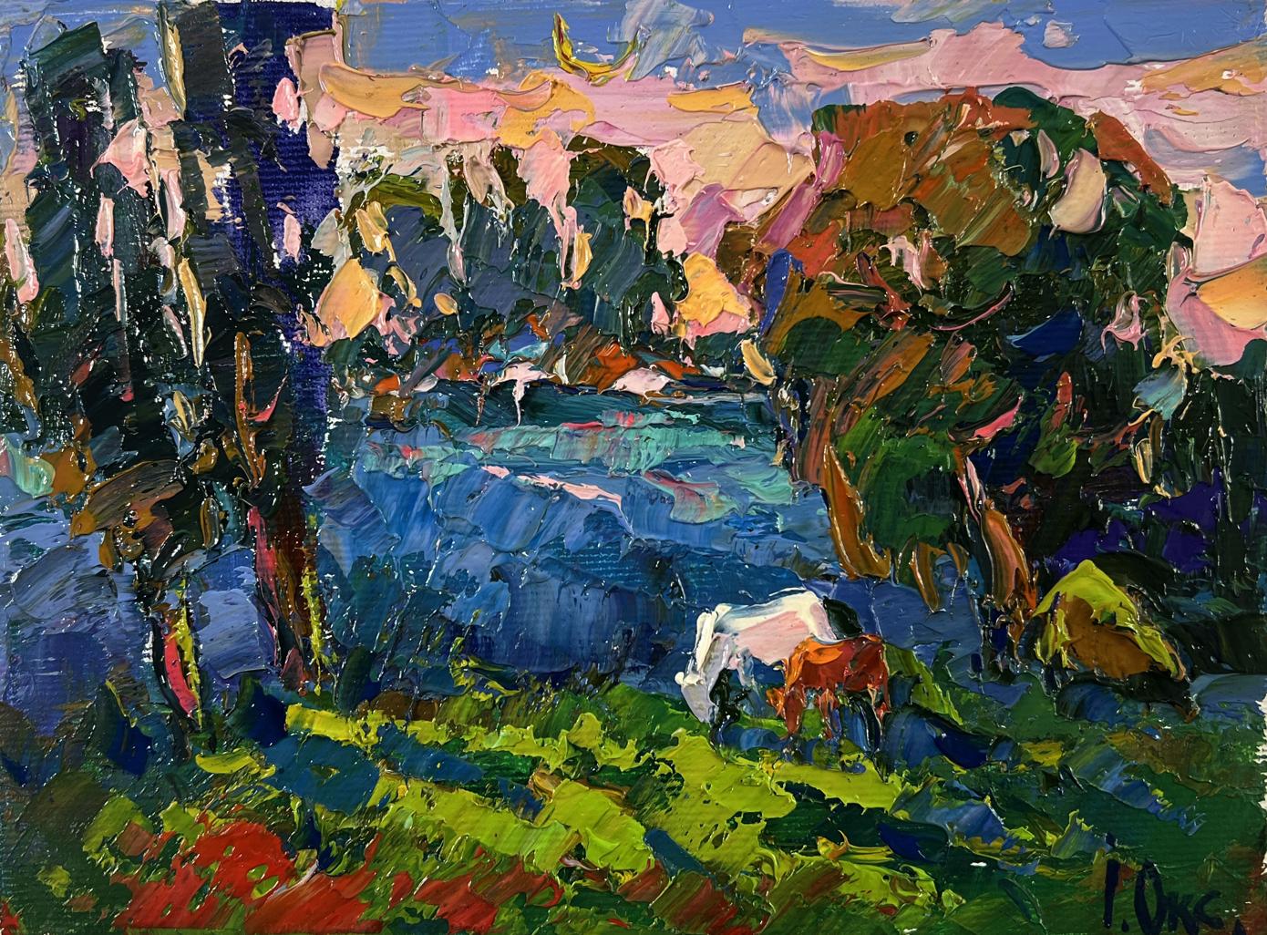 Vibrant impressionist oil painting Morning nature by Oksana Ivanyuk