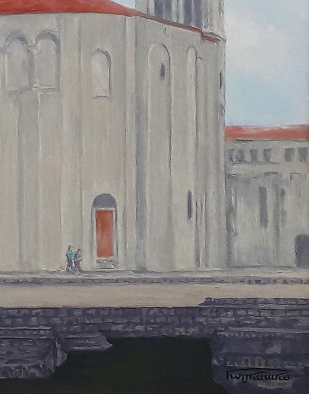 Oil painting of Church of St. Donatus by Vasily Korkishko, watercolor style