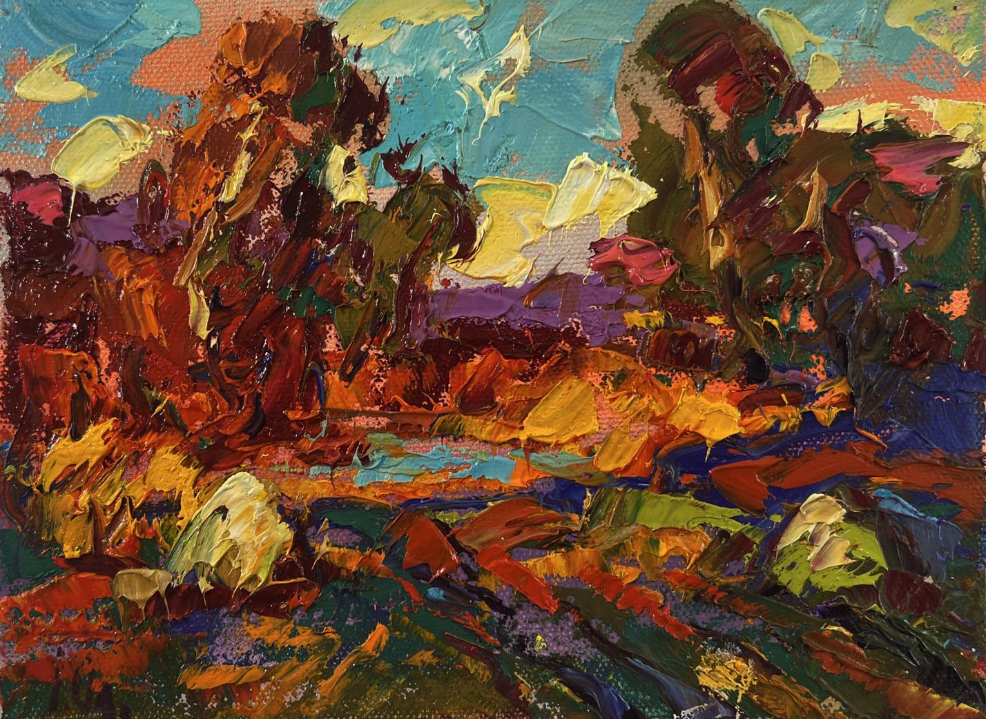 Vibrant impressionist oil painting Autumn evening by Oleksiy Ivanyuk