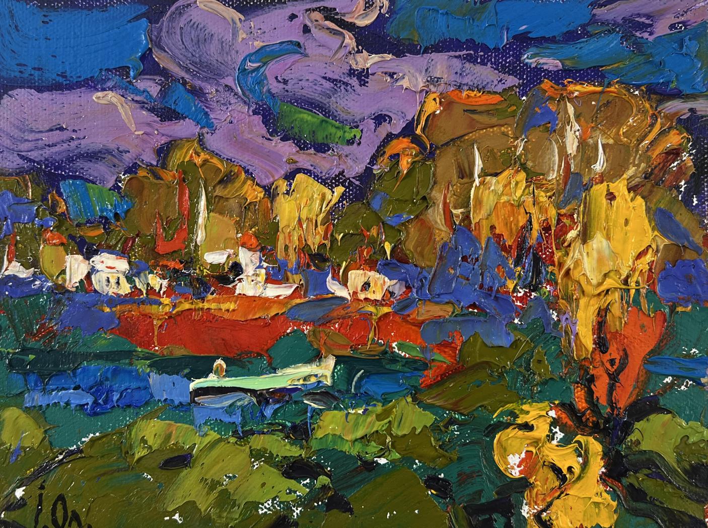 Vibrant Oleksiy Ivanyuk oil painting Under yellow leaves with impasto blues