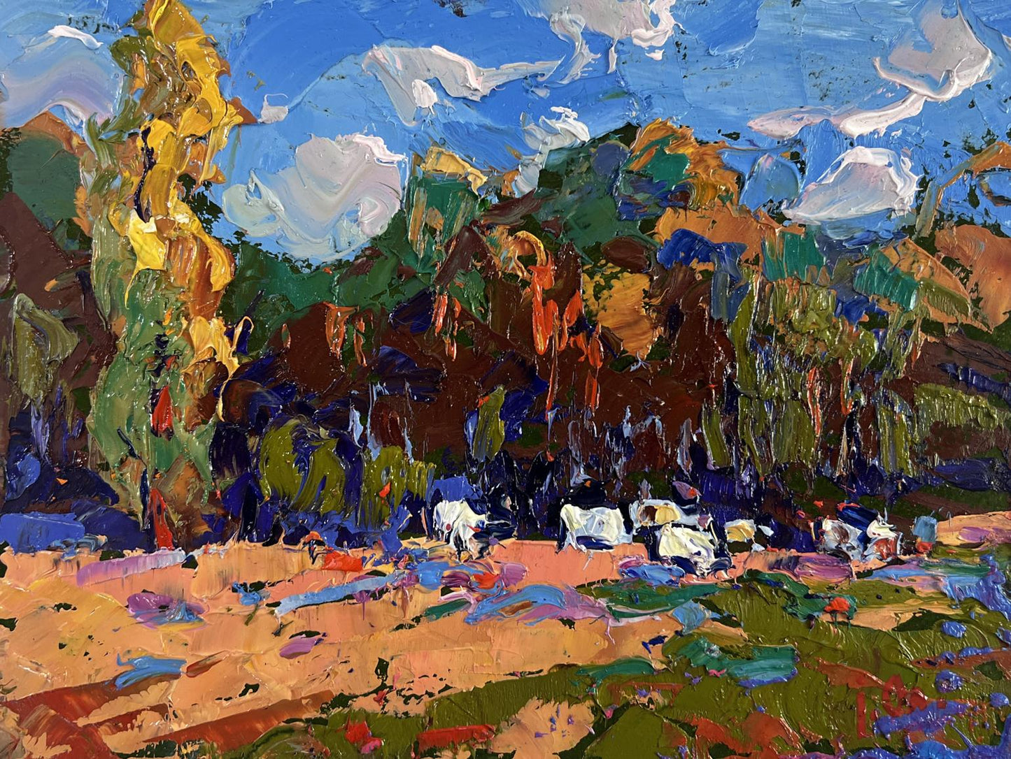 Vibrant impressionist oil painting Morning at the edge of the forest by Oleksiy Ivanyuk