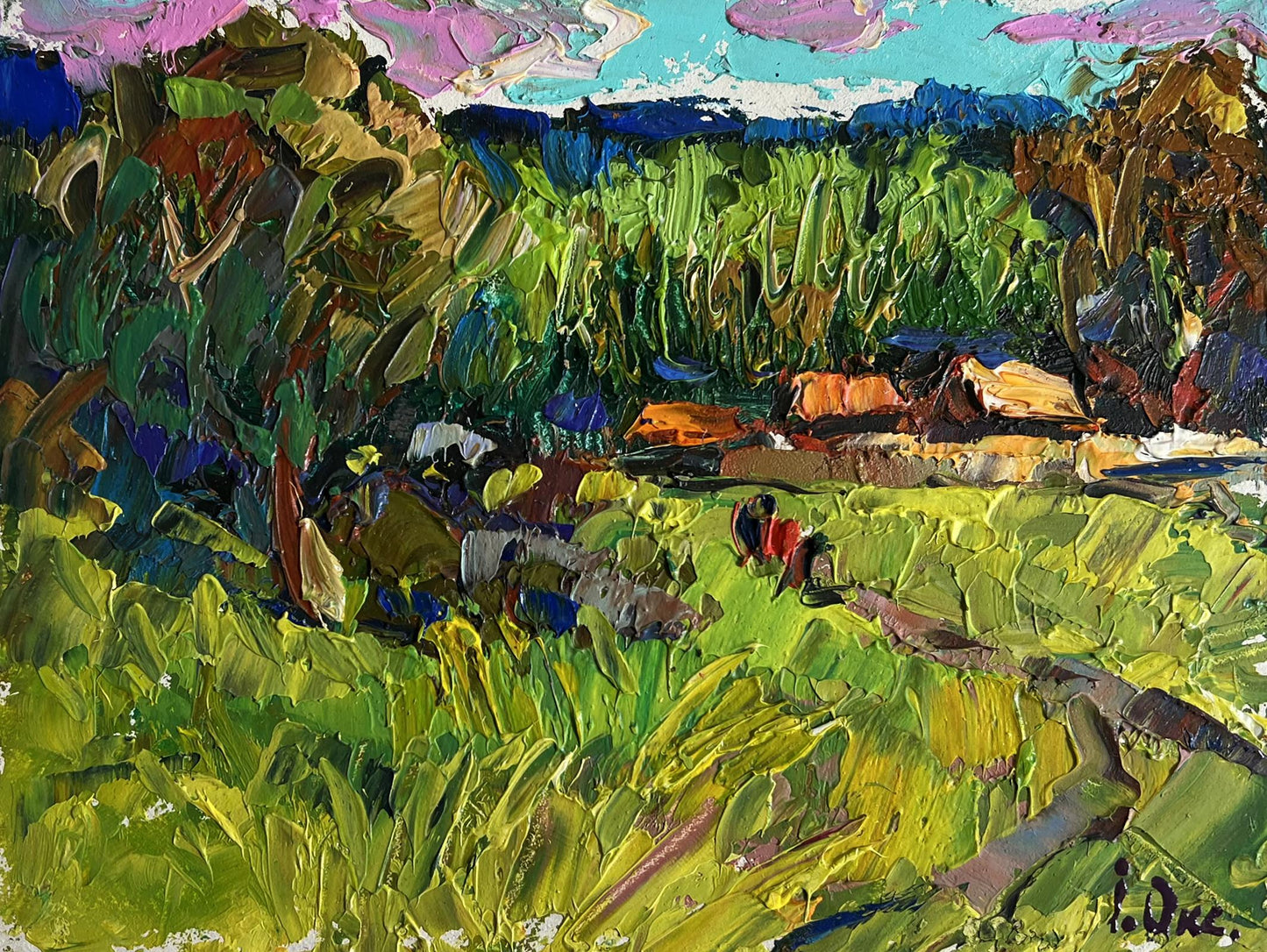 Vibrant impressionist oil painting The Road Home by Oksana Ivanyuk