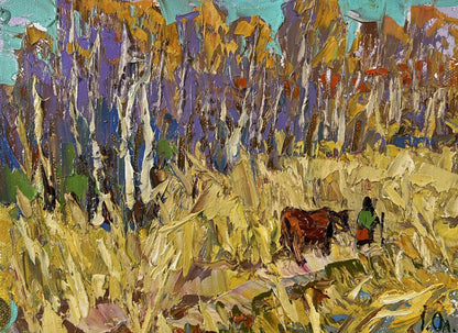 Vibrant impressionist oil painting At the forest edge by Oleksiy Ivanyuk