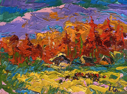 Vibrant impressionist oil painting Autumn in the Mountains by Oleksiy Ivanyuk