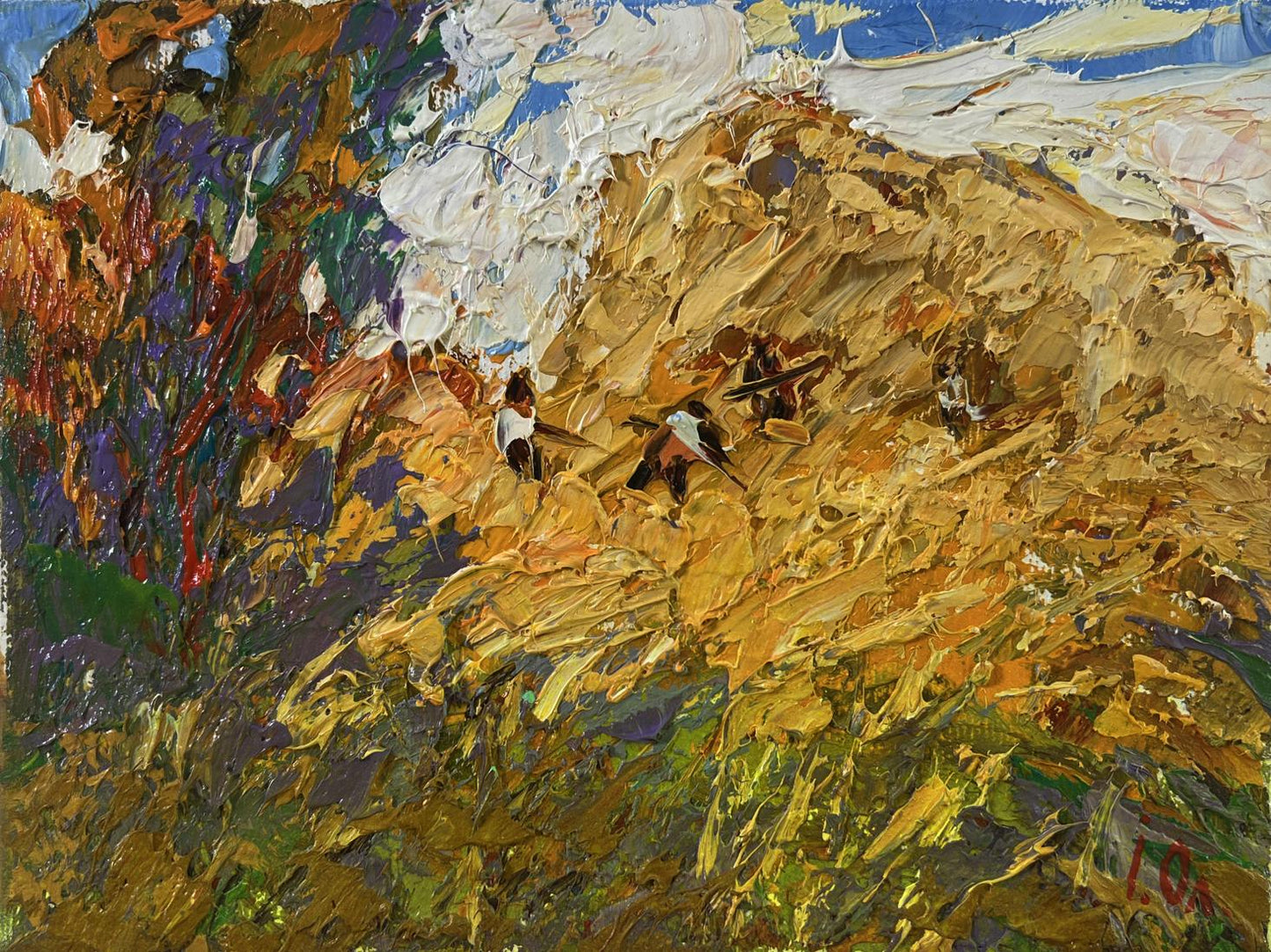 Impressionistic oil painting of sunlit summer field by Oleksiy Ivanyuk