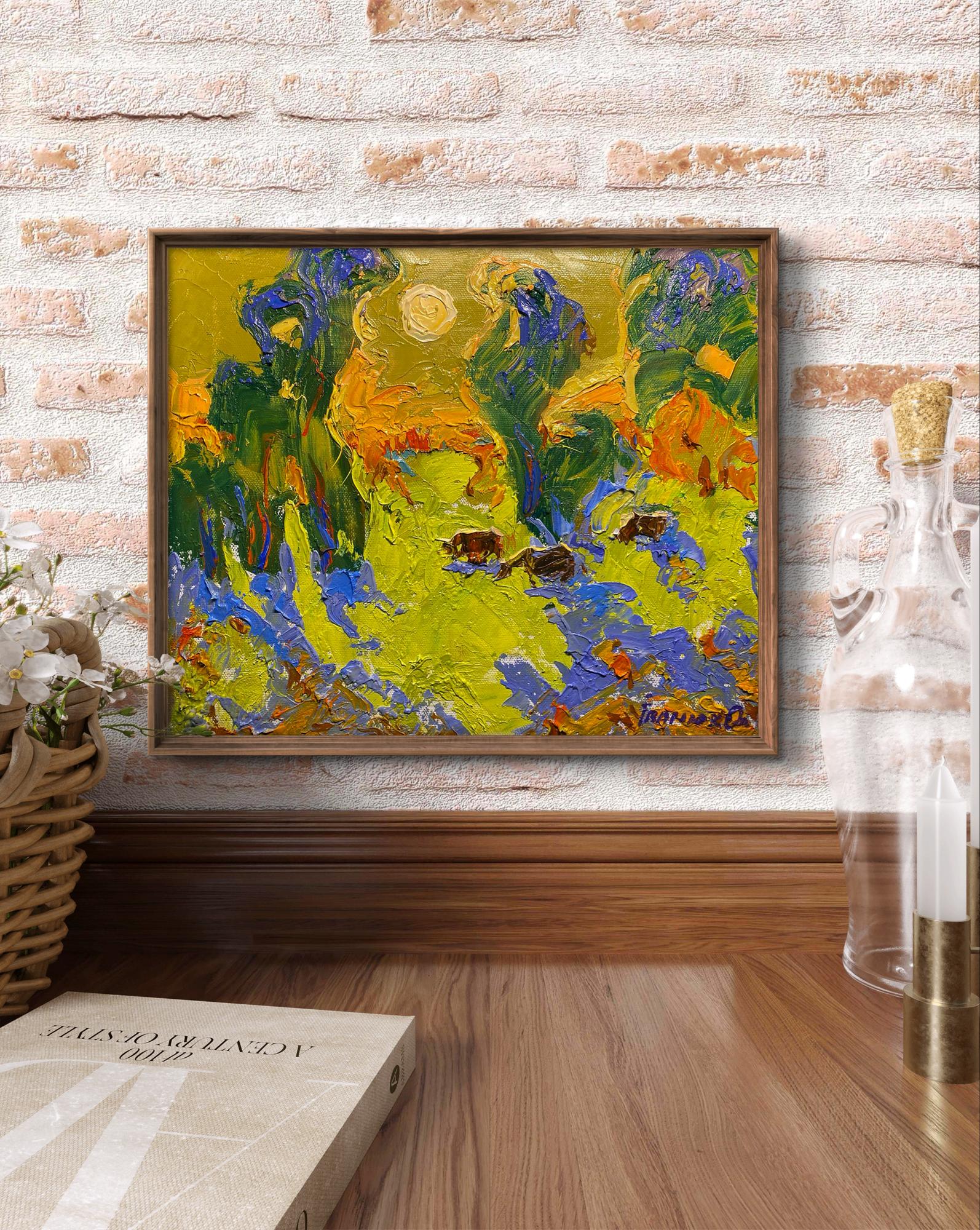Oil painting Closer to Evening by Oleksiy Ivanyuk in dark frame