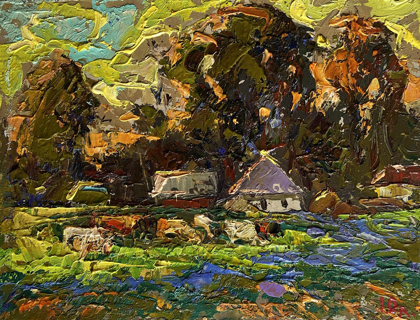 Vibrant impressionist oil painting Along the green field by Oleksiy Ivanyuk