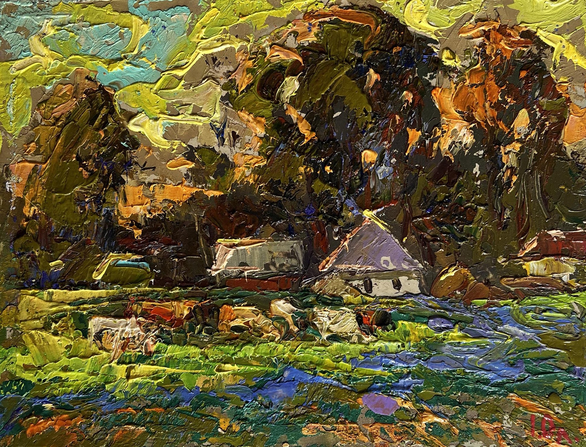 Vibrant impressionist oil painting Along the green field by Oleksiy Ivanyuk