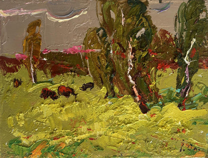 Oil painting Juicy summer meadows by Oleksiy Ivanyuk pastoral scene
