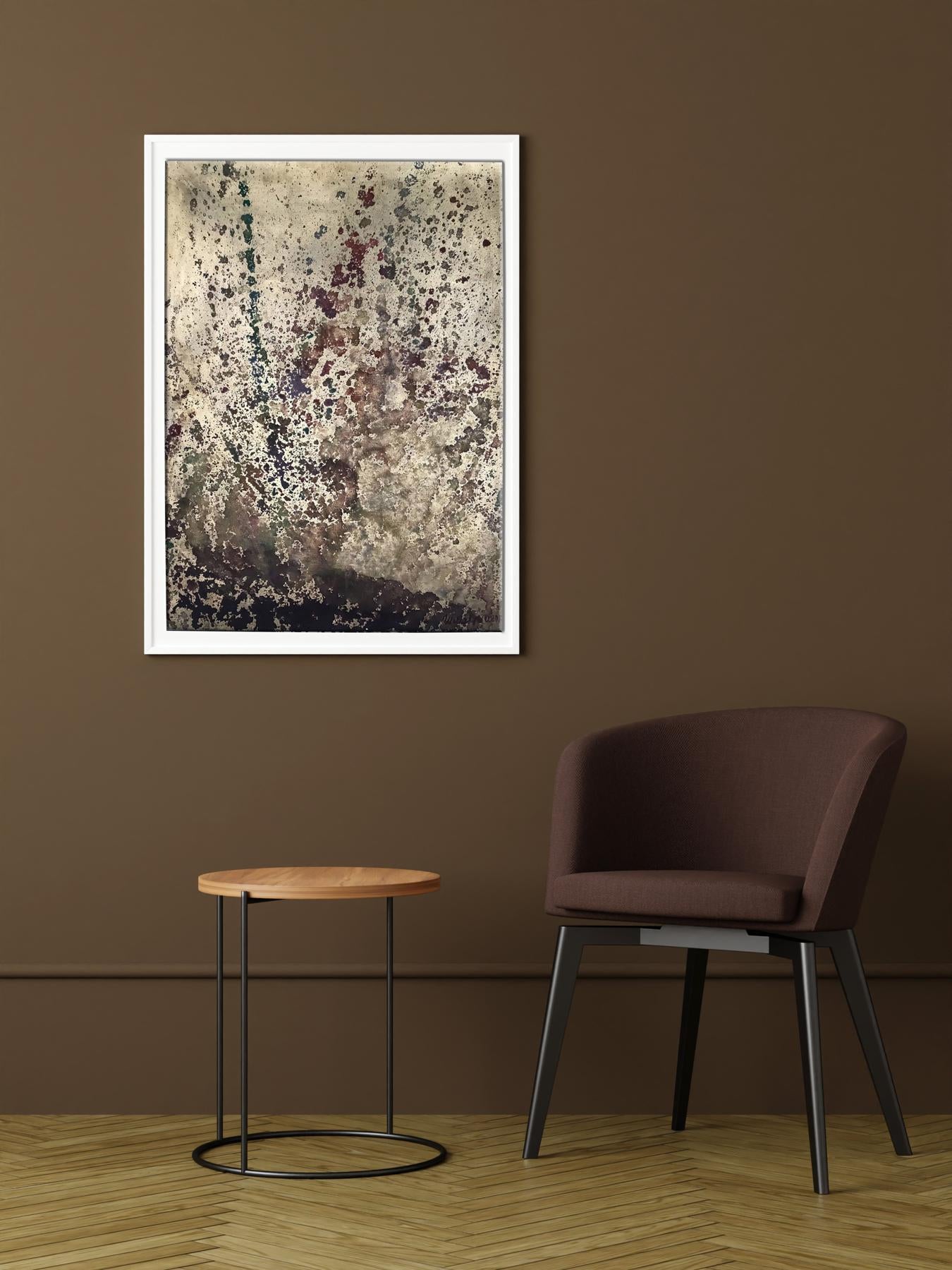 Acrylic painting Think with your body by Olga Melezhik in white frame