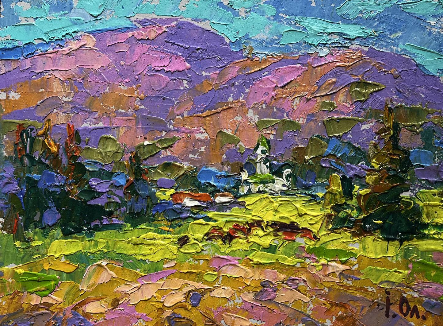 Vibrant impressionist oil painting In the mountain fields by Oleksiy Ivanyuk
