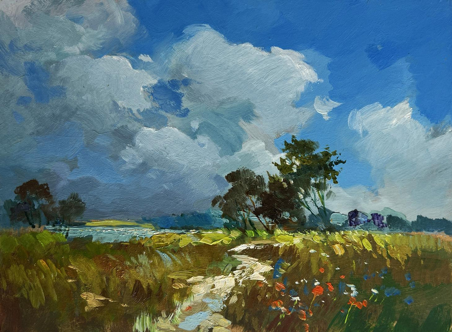 Vibrant impressionist oil painting In the flower field by Yuriy Suprunchuk