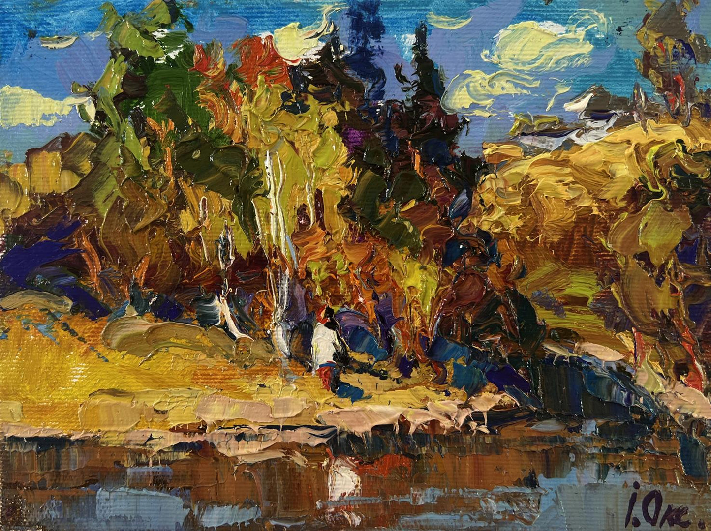 Vibrant impressionist oil painting Over the River by Oksana Ivanyuk